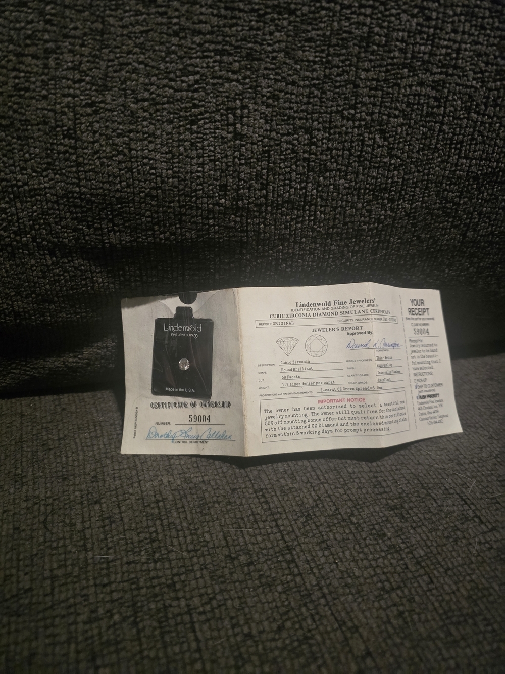 Lindenwold Fine Jewelers | 1 Carat Simulated Diamond W/ Certificate